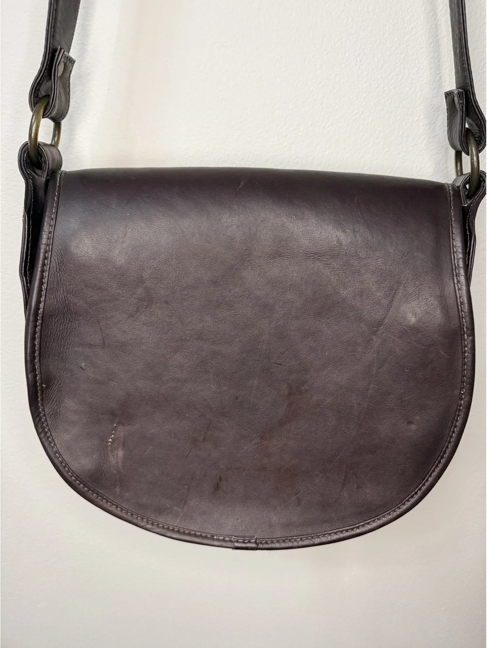 Vintage Colombian Leather & Hair-On Hide Saddle Crossbody Purse Boho Western